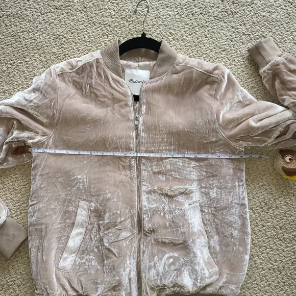 Women's Tan Velvet Bomber Jacket NWOT Size XXS - Picture 11 of 15